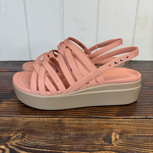 CROCS Shoes - Crocs Literide Brooklyn Strappy Low Wedge Sandals - Women’s Size 10 Pale Blush